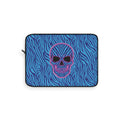 Neon Skull with Blue Zebra Print Laptop Sleeve