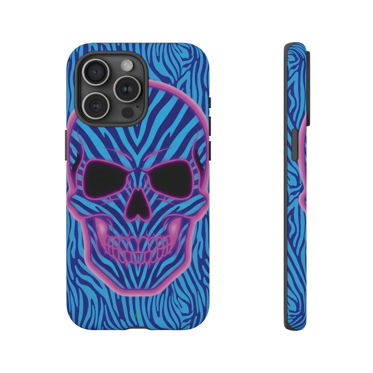 Neon Zebra Skull Tough Phone Case for iPhone, Galaxy, or Google Pixel