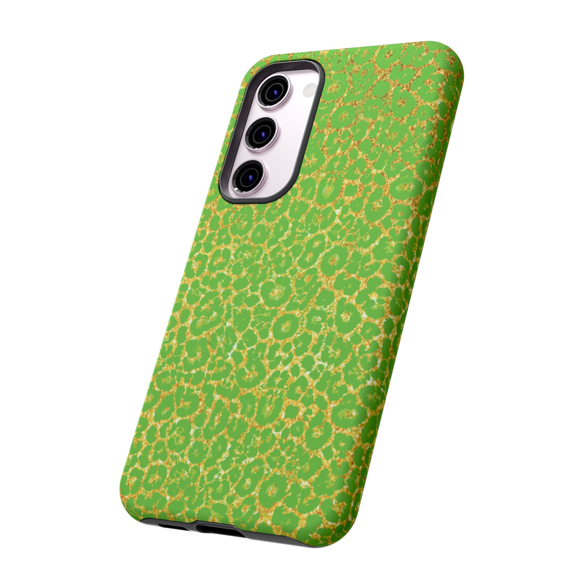 Neon Green Gold Leopard Tough Phone Case iPhone, Galaxy, or Google Pixel