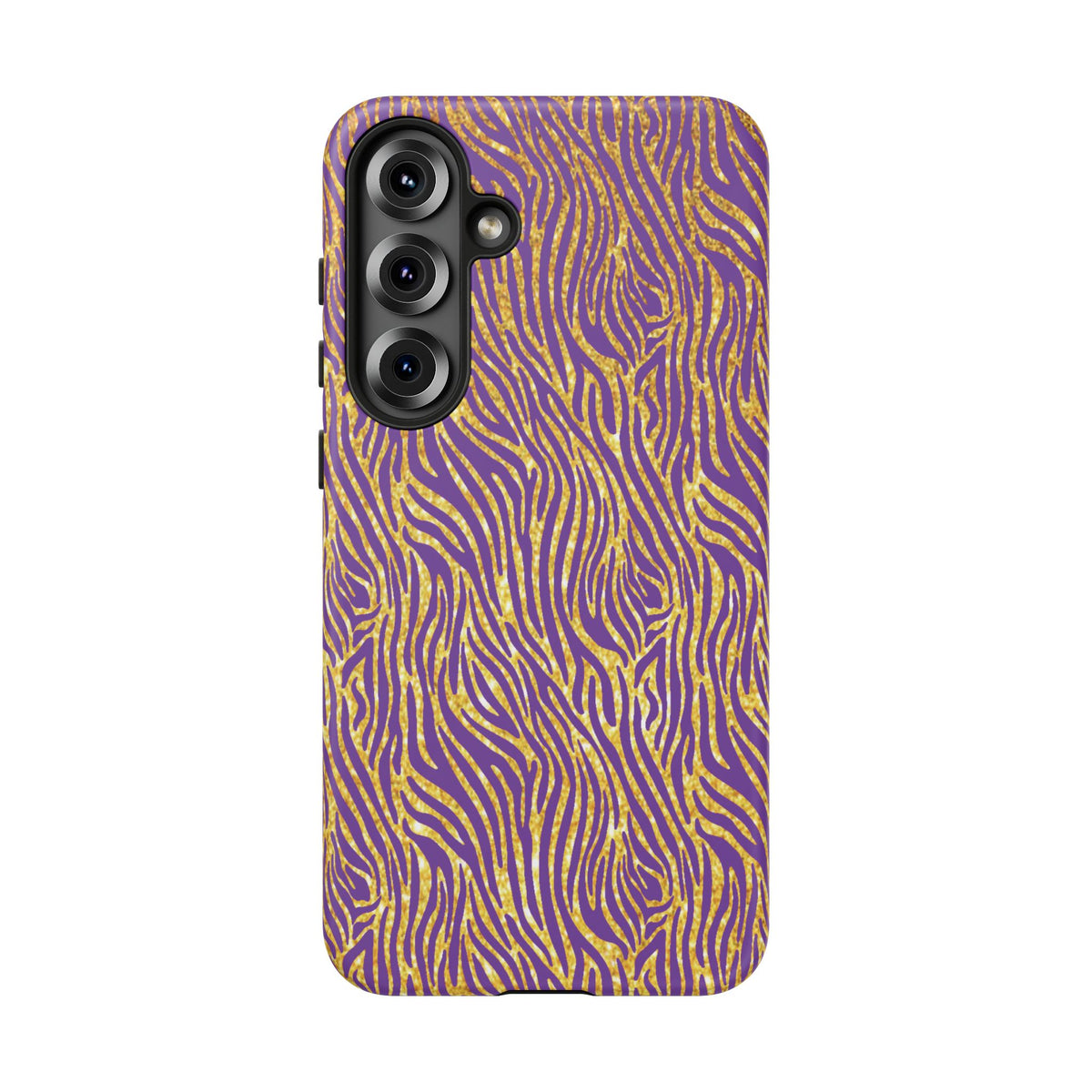 Vibrant Purple Gold Zebra Tough Phone Case iPhone, Galaxy, or Google Pixel