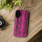 Hot Pink wood print Design Tough Phone Case for iPhone, Galaxy, or Google Pixel