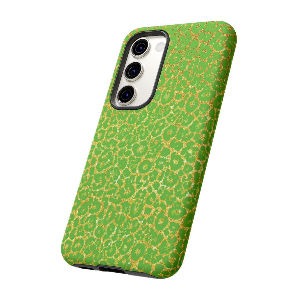 Neon Green Gold Leopard Tough Phone Case iPhone, Galaxy, or Google Pixel