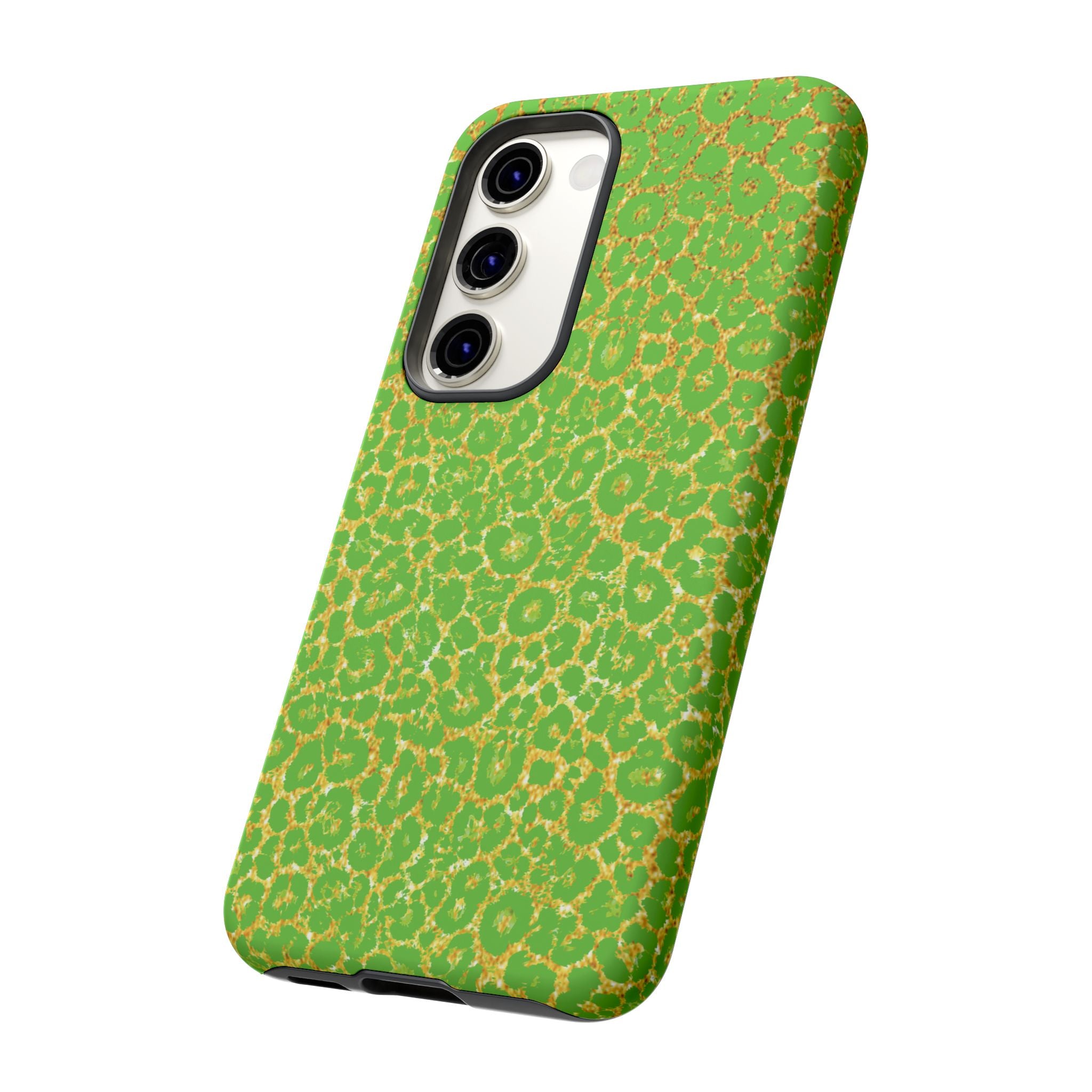 Neon Green Gold Leopard Tough Phone Case iPhone, Galaxy, or Google Pixel