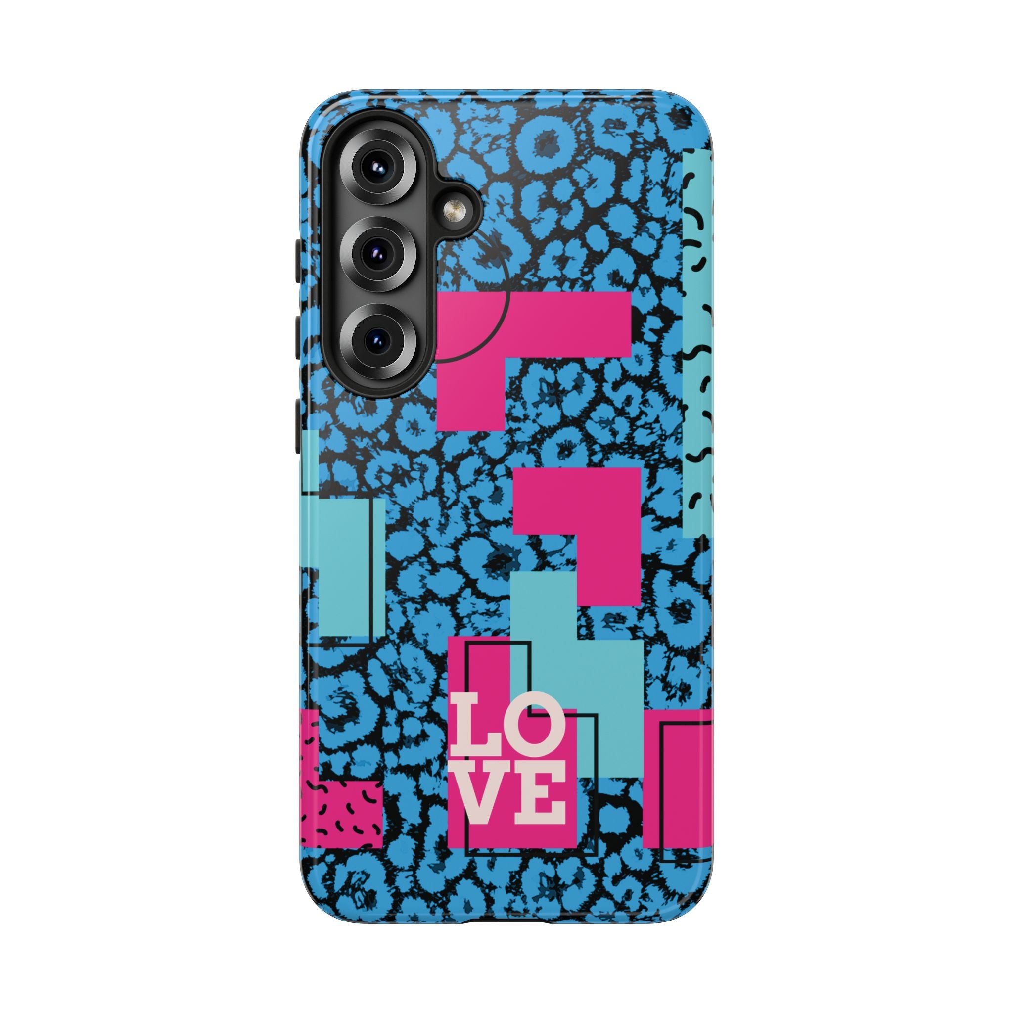 LOVE Blue Leopard 80s Vibe Tough Case for iPhone, Galaxy, or Google Pixel