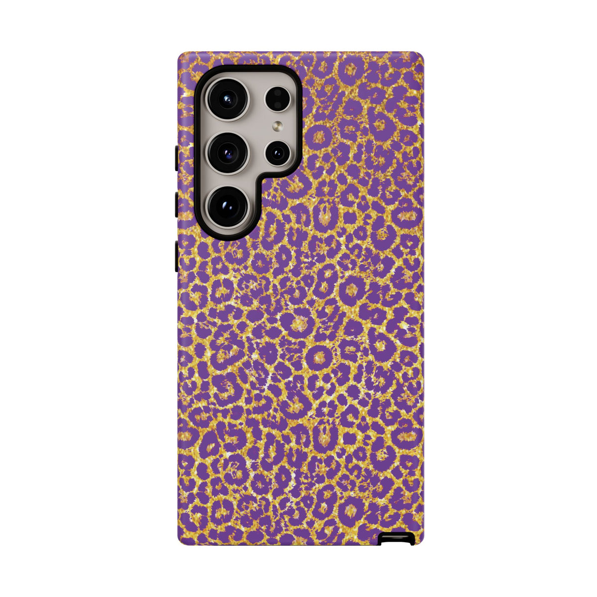 Purple Gold Leopard Tough Phone Case for iPhone, Galaxy, or Google Pixel