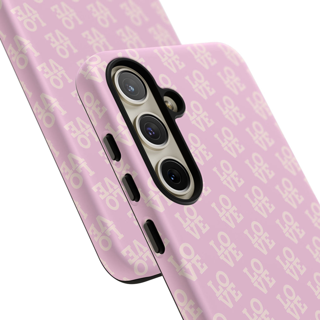 LOVE Pink Tough Phone Case for iPhone, Galaxy, or Google Pixel