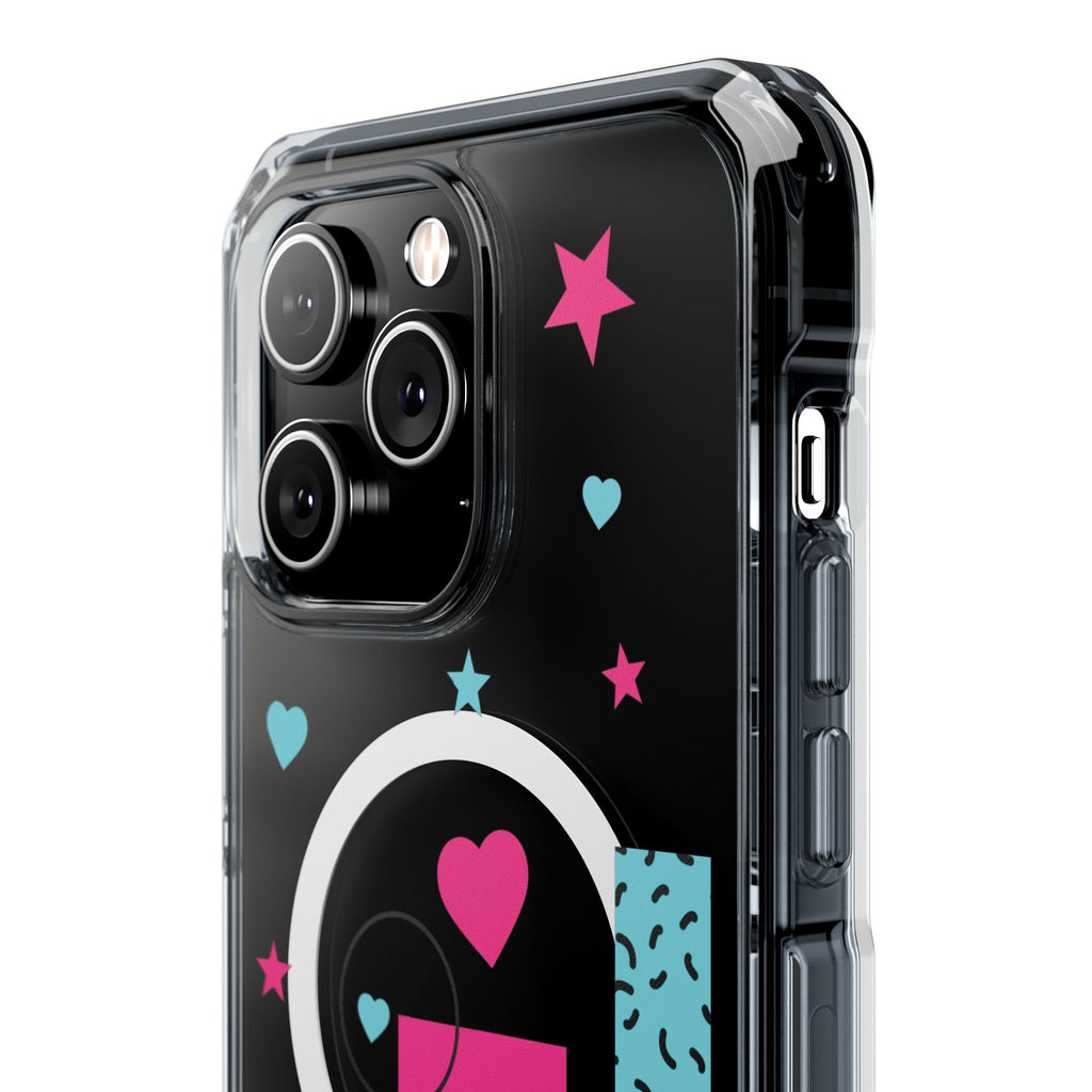 LOVE Retro Blocks Magnetic iPhone 14, 15, 16 Series Clear Impact Cases