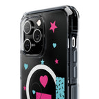 LOVE Retro Blocks Magnetic iPhone 14, 15, 16 Series Clear Impact Cases