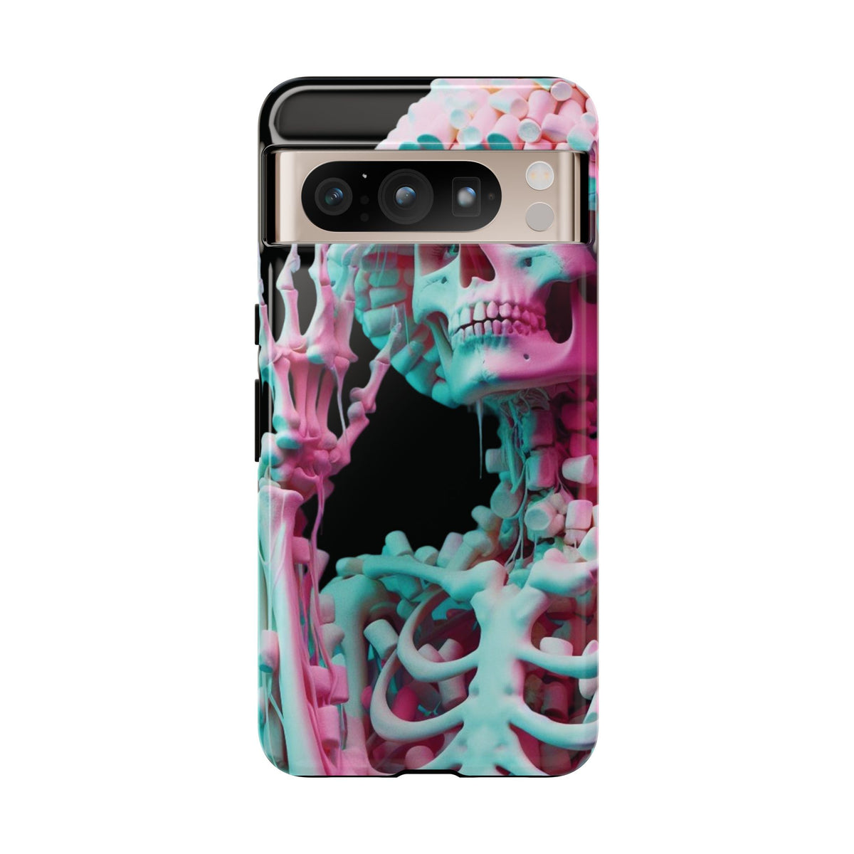 Neon Pink Skeleton (Black) Tough Phone Case for iPhone, Galaxy, or Google Pixel