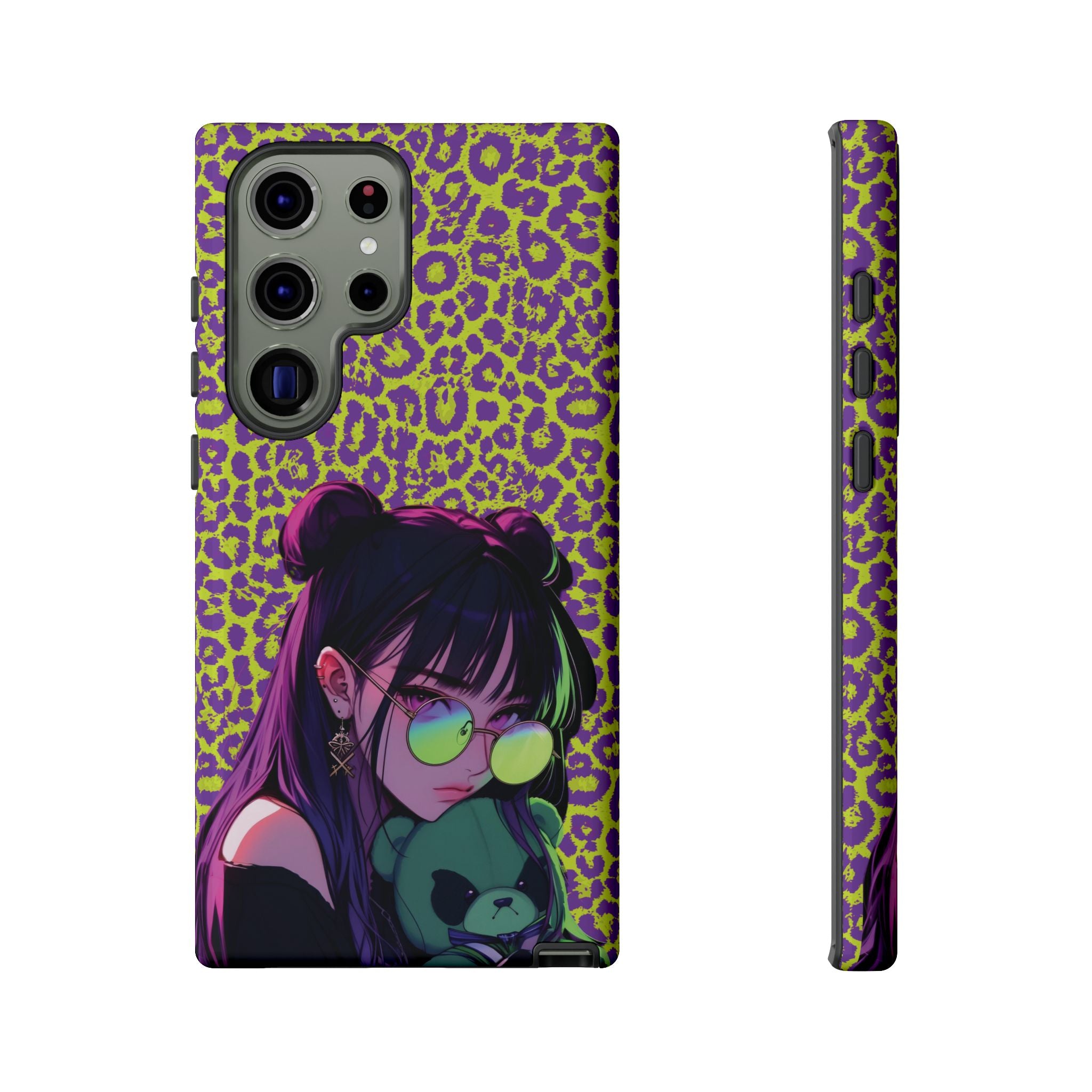 Purple Neon Lime Leopard Kz Tough Case for iPhone, Galaxy, or Google Pixel