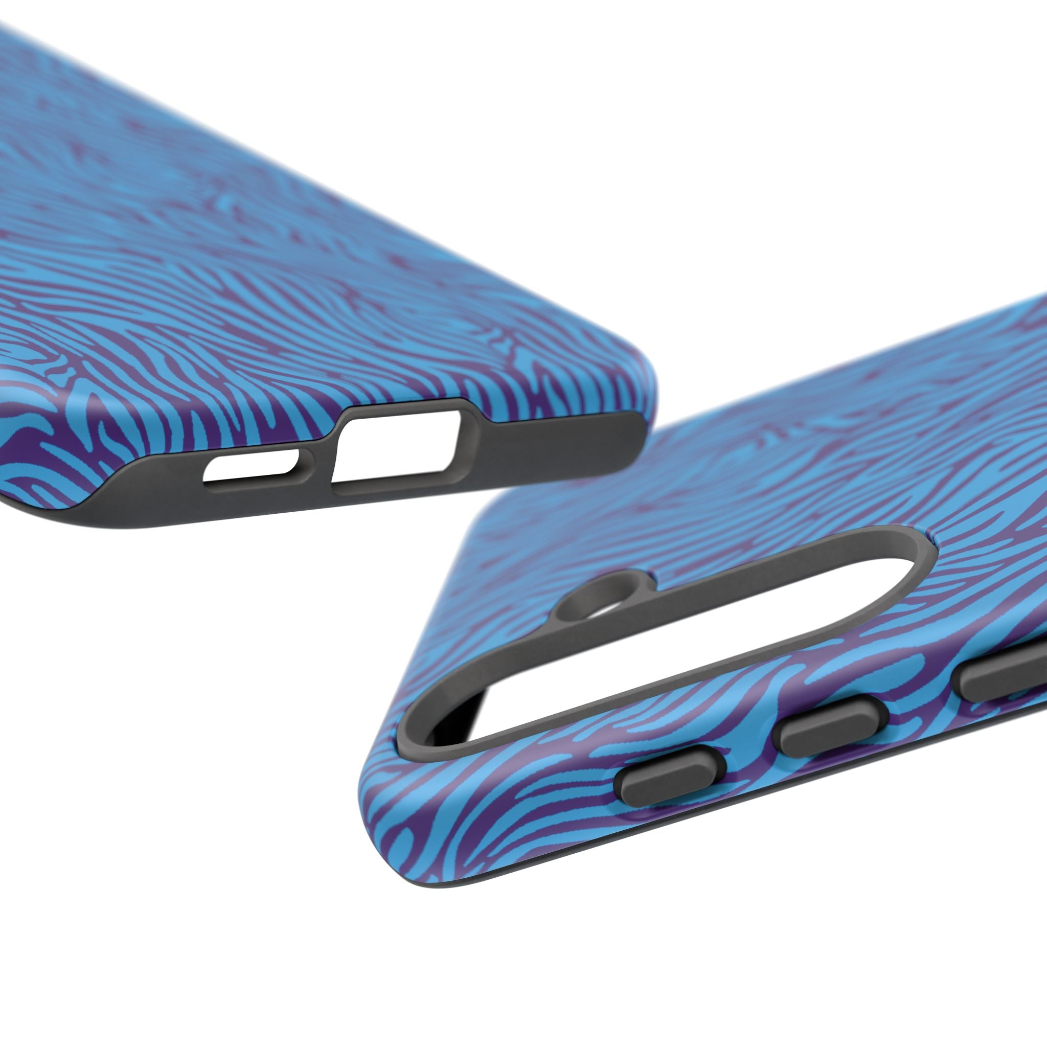 Zebra Print Blue and Purple Tough Case for iPhone, Galaxy or Google Pixel