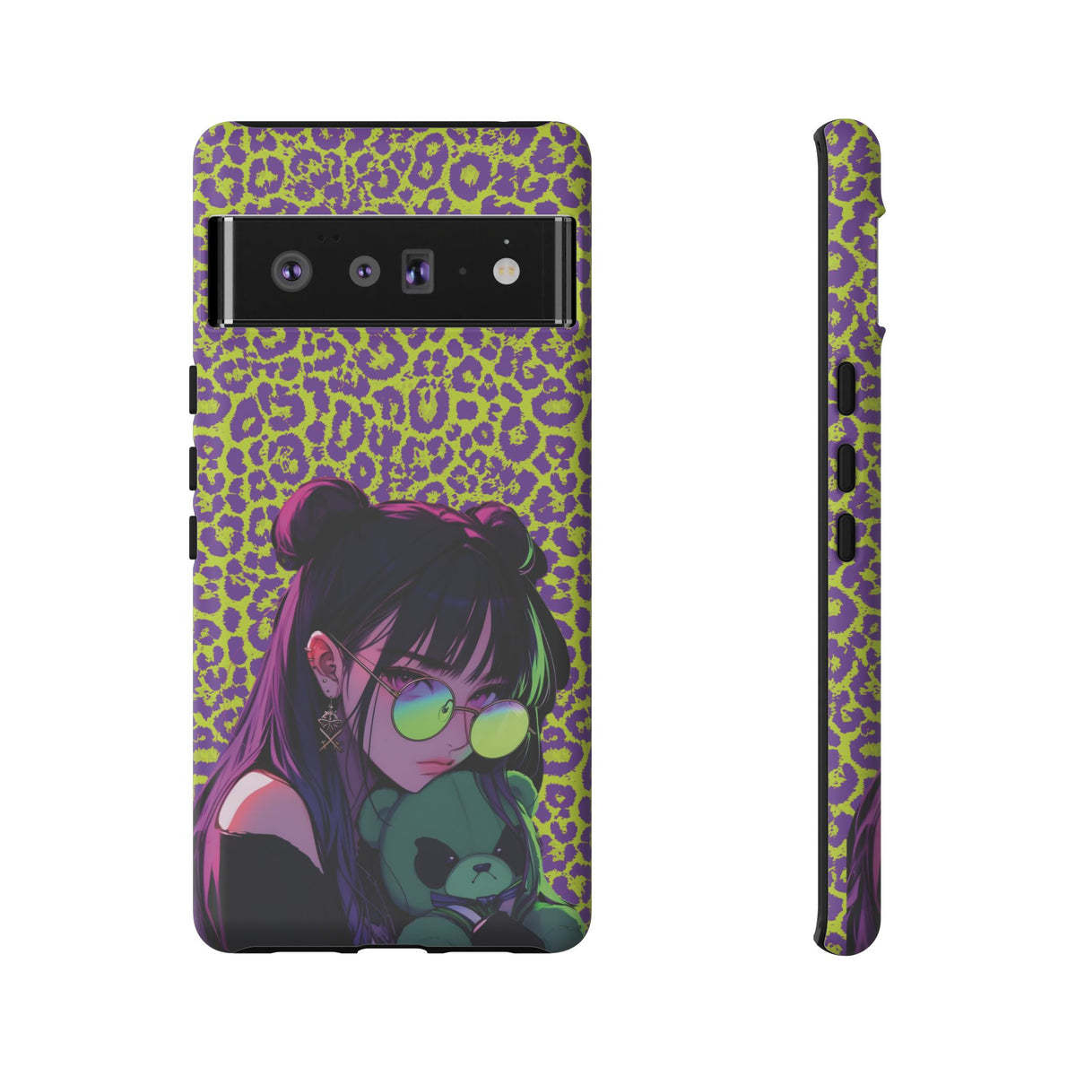 Purple Neon Lime Leopard Kz Tough Case for iPhone, Galaxy, or Google Pixel