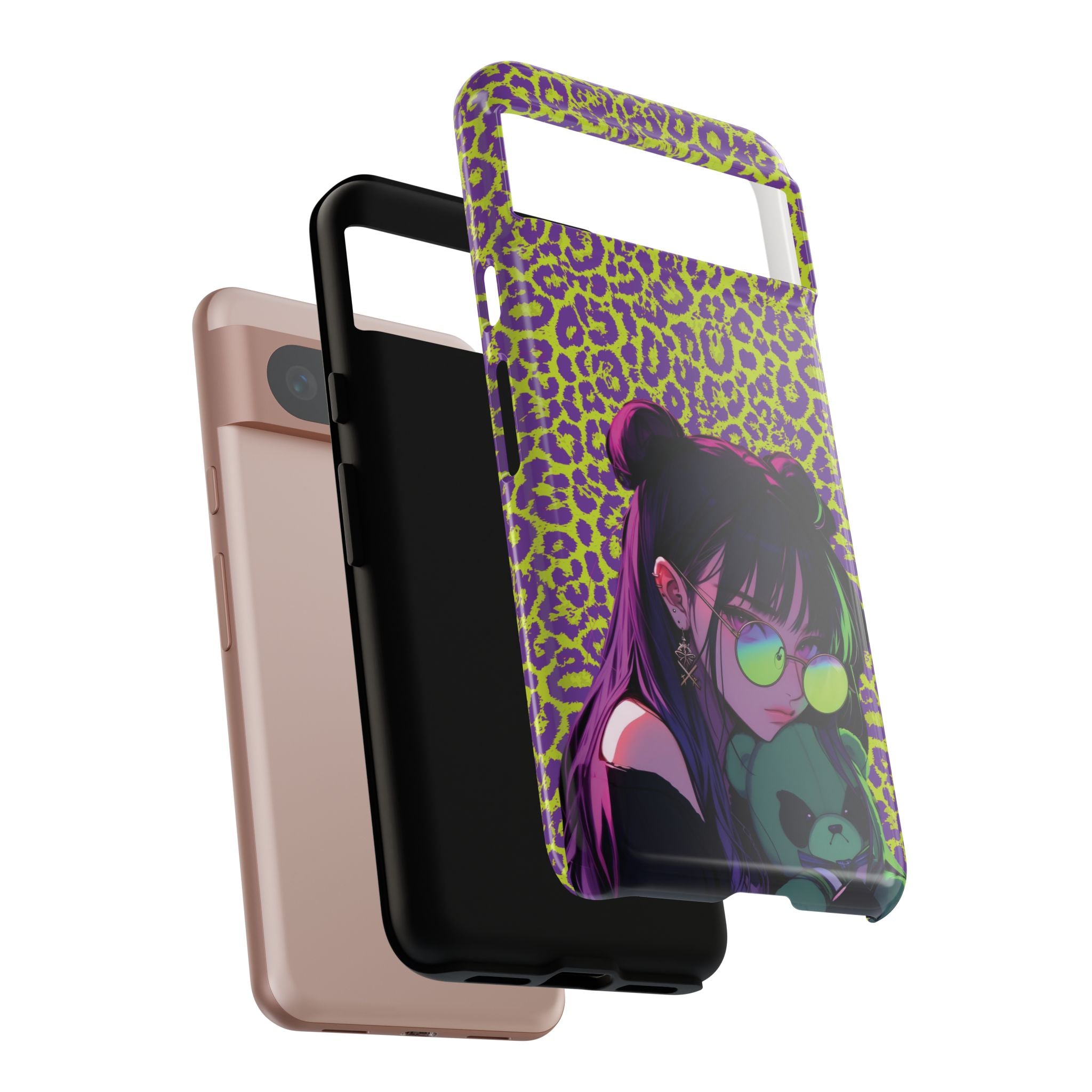 Purple Neon Lime Leopard Kz Tough Case for iPhone, Galaxy, or Google Pixel