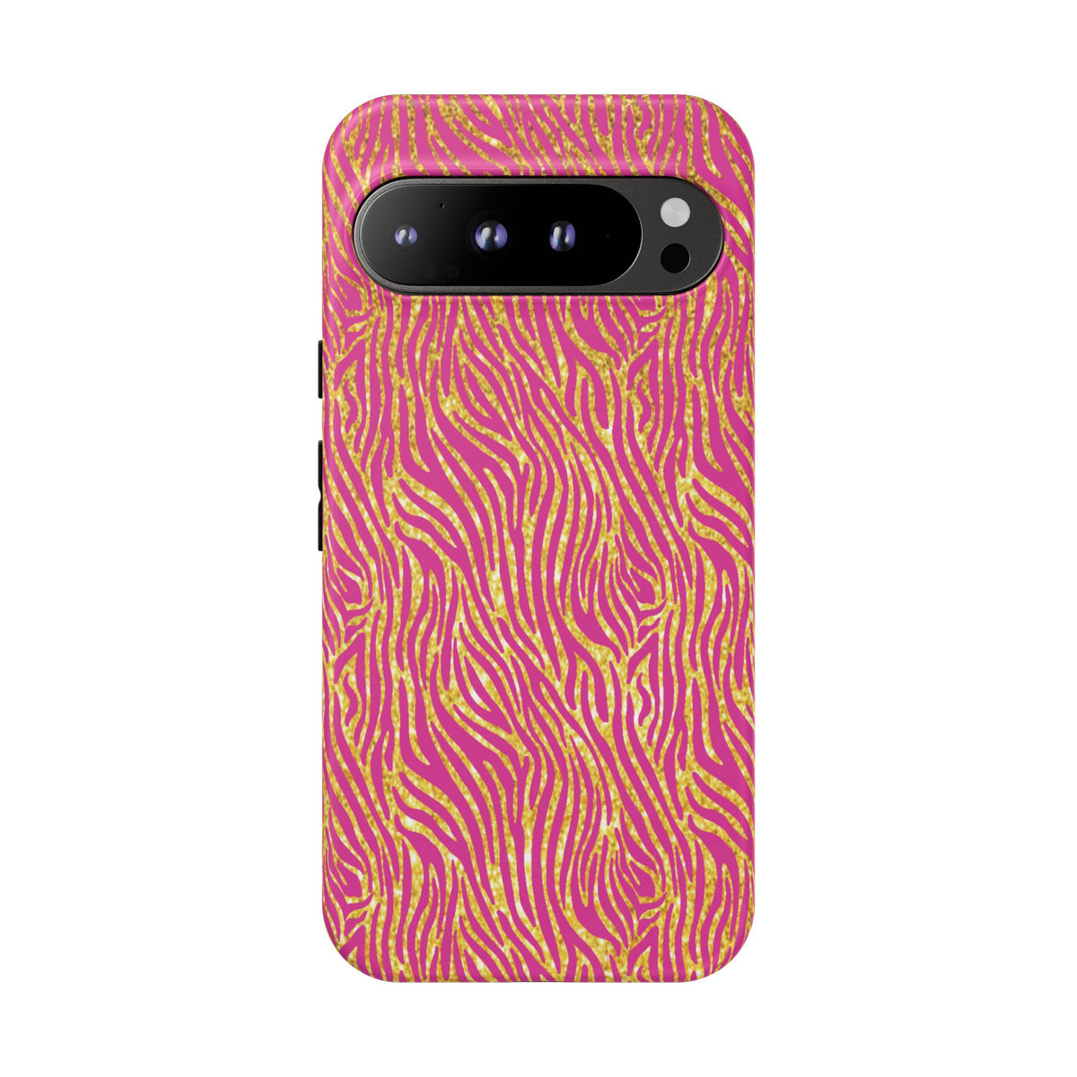 Pink Gold Zebra Print Tough Case for iPhone, Galaxy, or Google Pixel