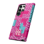 Retro Love Pink Leopard RG Tough Phone Case for iPhone, Galaxy, or Google Pixel