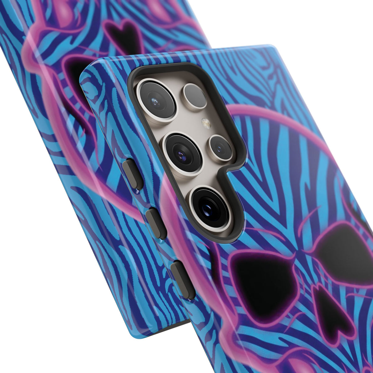 Neon Zebra Skull Tough Phone Case for iPhone, Galaxy, or Google Pixel