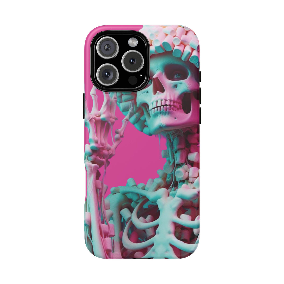 Neon Pink Skeleton Tough Phone Case for iPhone, Galaxy and Google Pixel