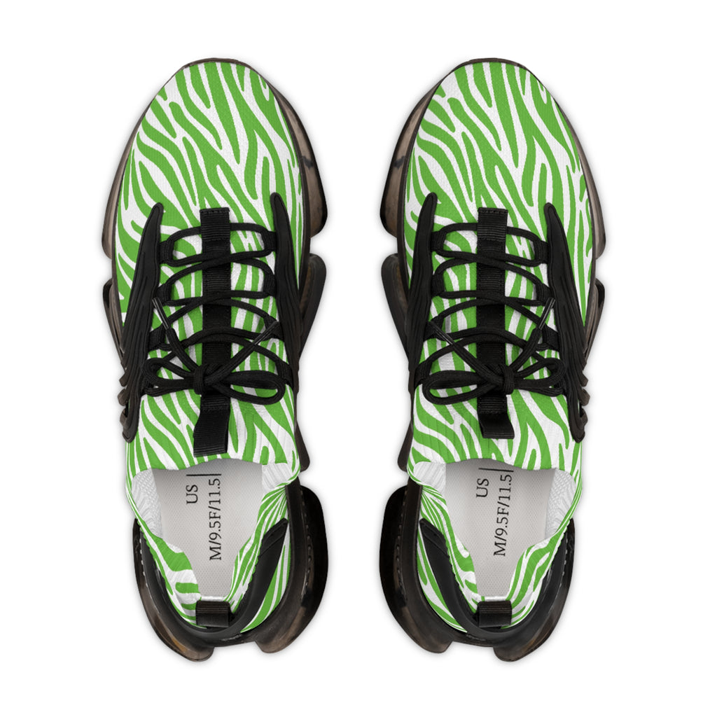 Neon Green Zebra Men's Mesh Sneakers
