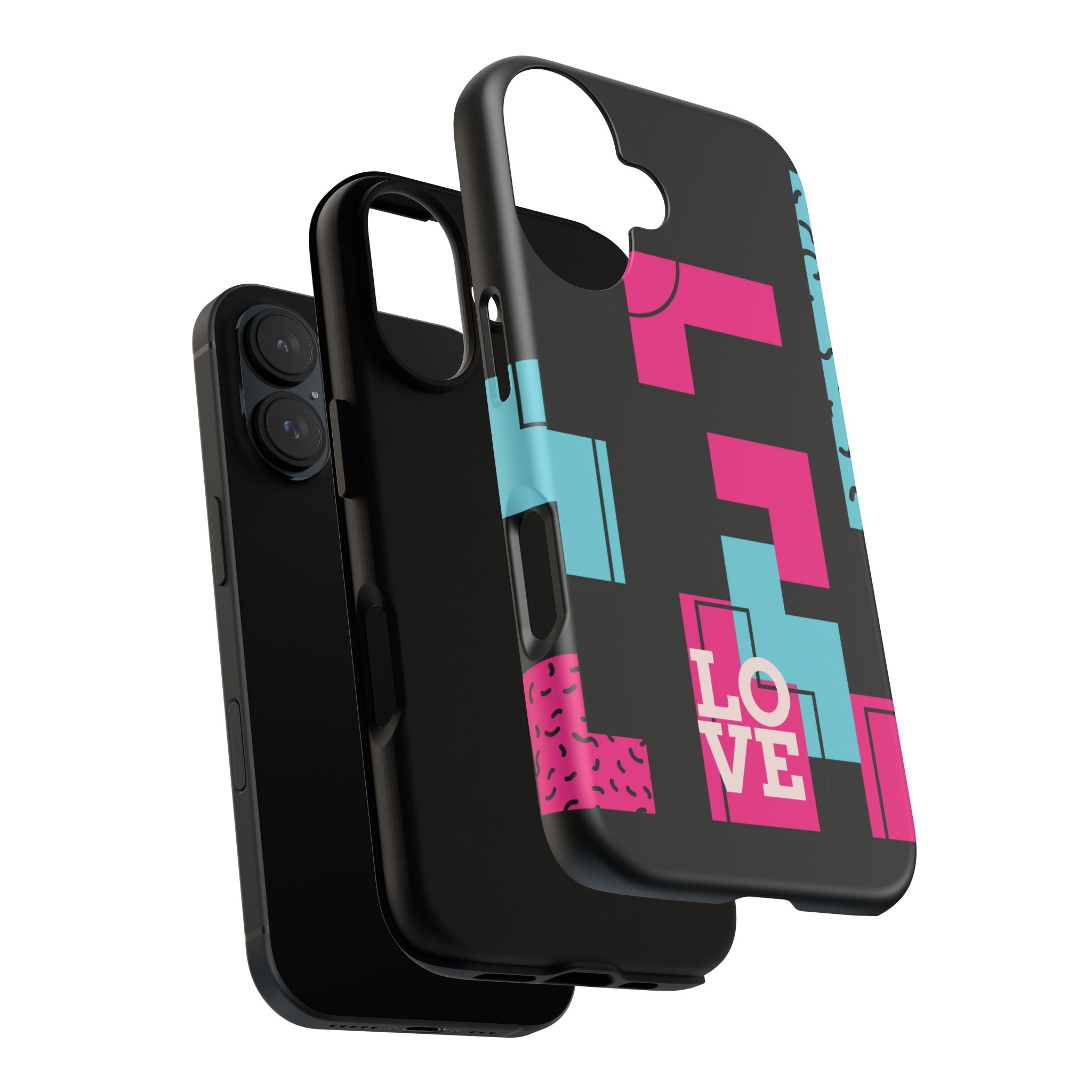 Retro Blocks LOVE Tough Case for iPhone, Galaxy or Google Pixel