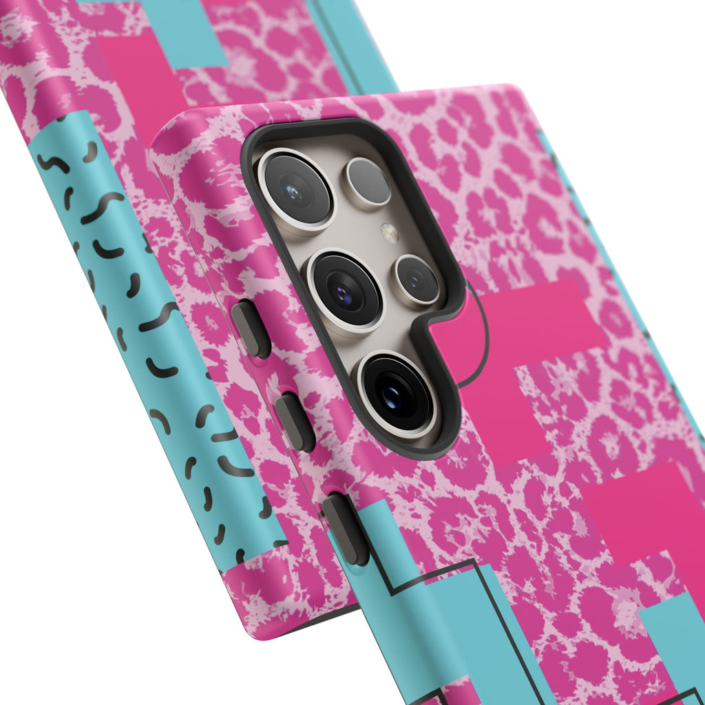 Retro Love Pink Leopard RG Tough Phone Case for iPhone, Galaxy, or Google Pixel