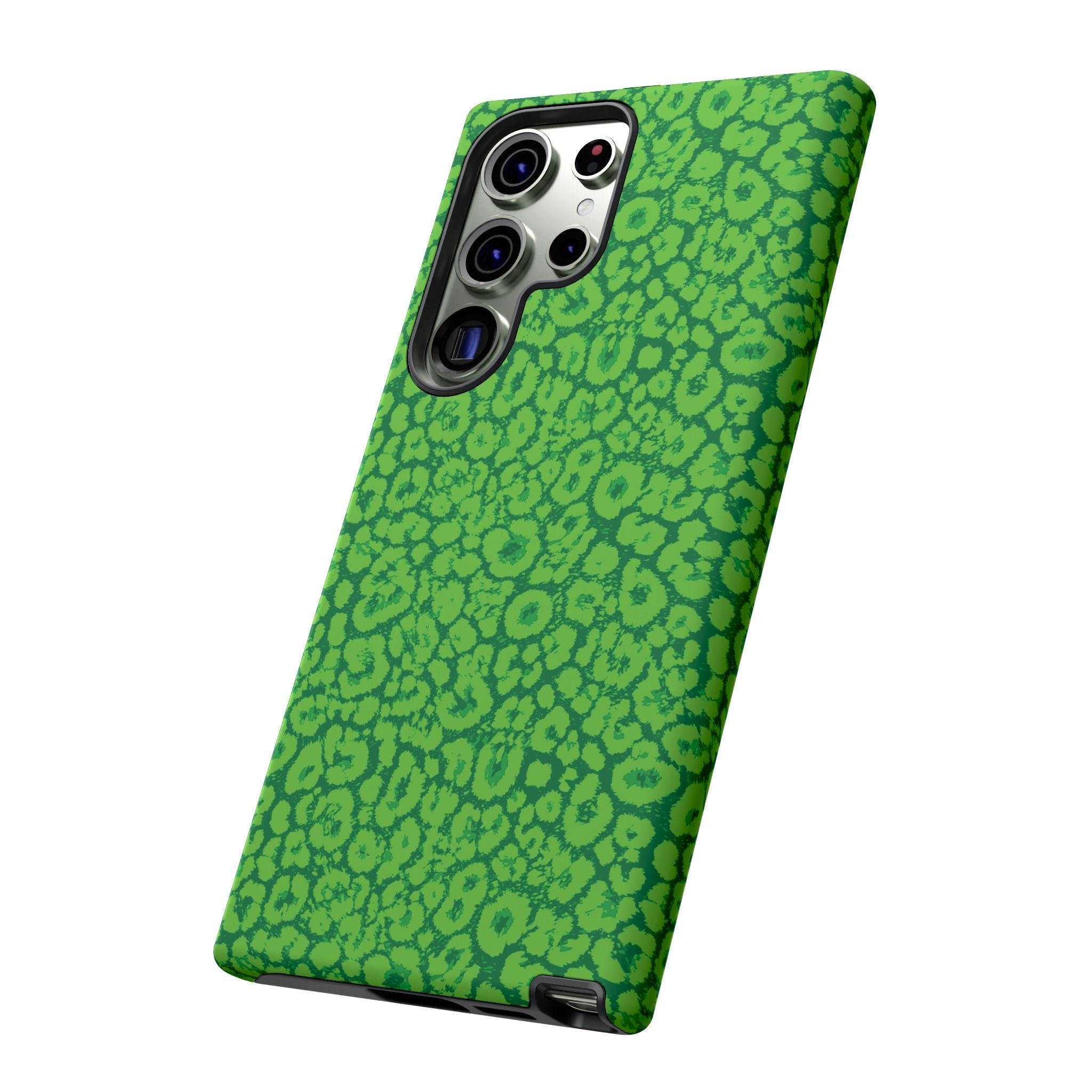 Neon Green Leopard Tough Phone Case for iPhone, Galaxy, or Google Pixel