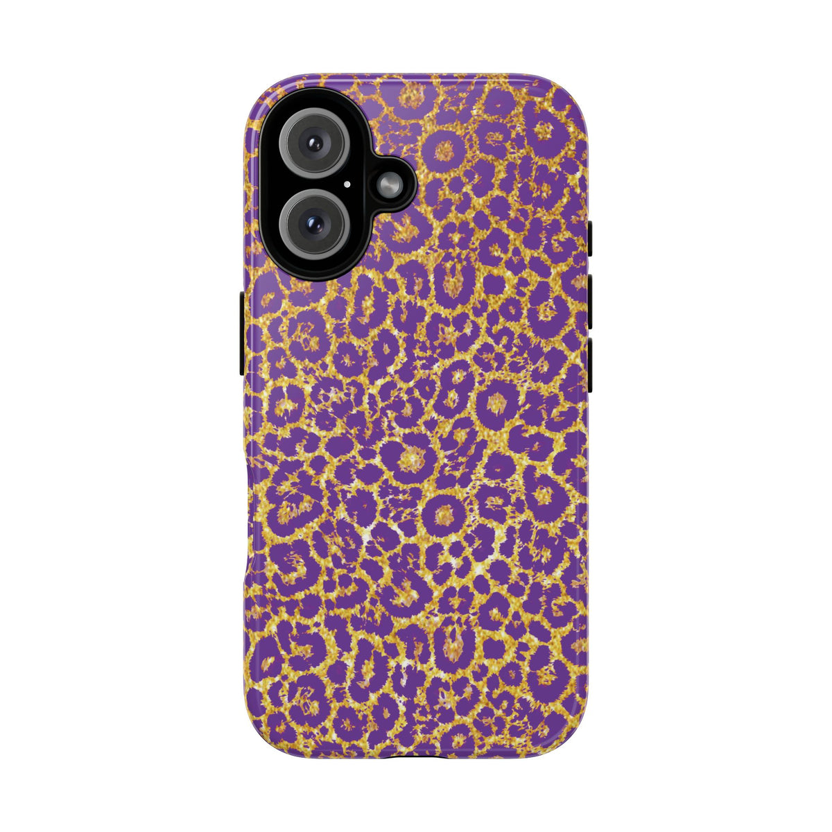 Purple Gold Leopard Tough Phone Case for iPhone, Galaxy, or Google Pixel