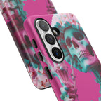Neon Pink Skeleton Tough Phone Case for iPhone, Galaxy and Google Pixel