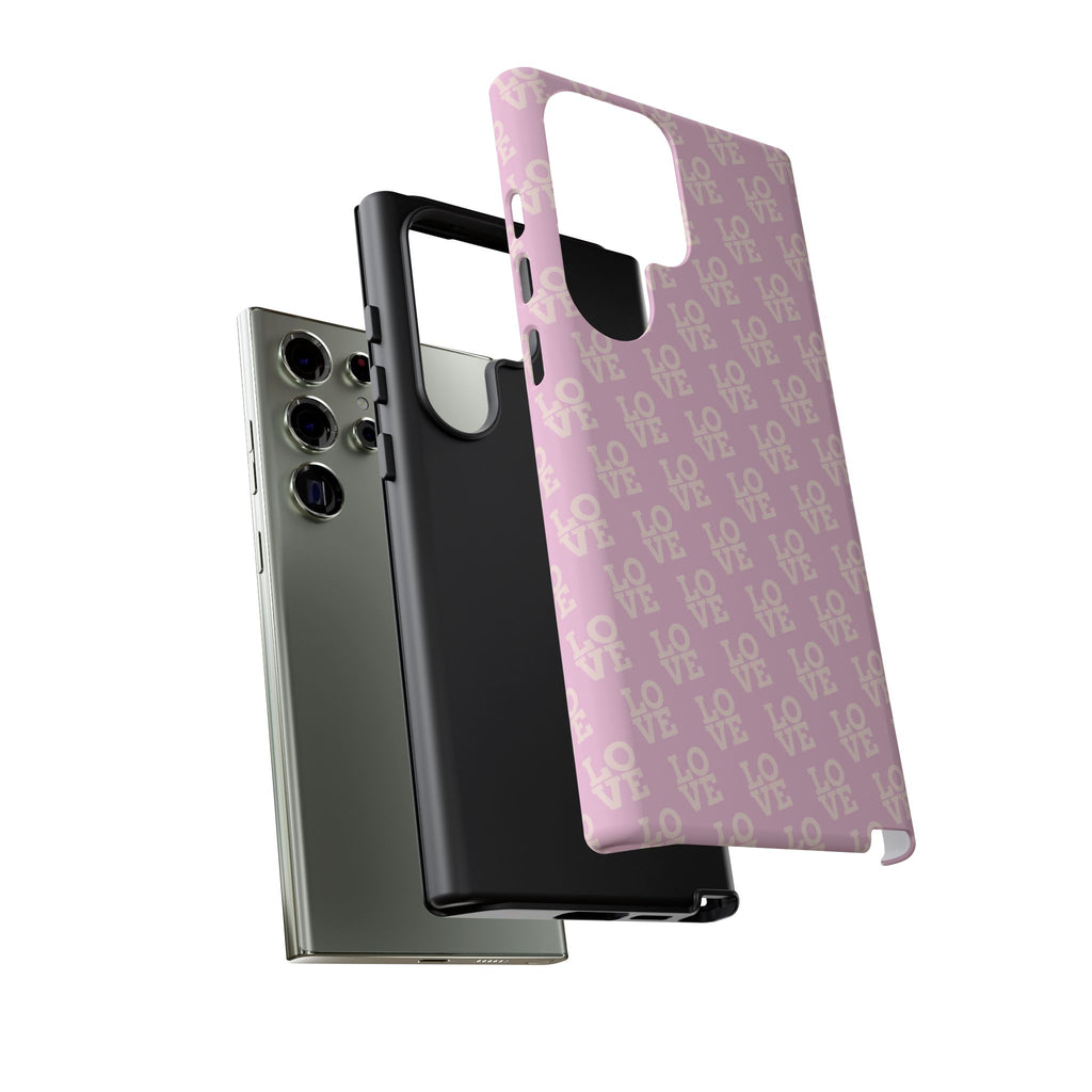 LOVE Pink Tough Phone Case for iPhone, Galaxy, or Google Pixel
