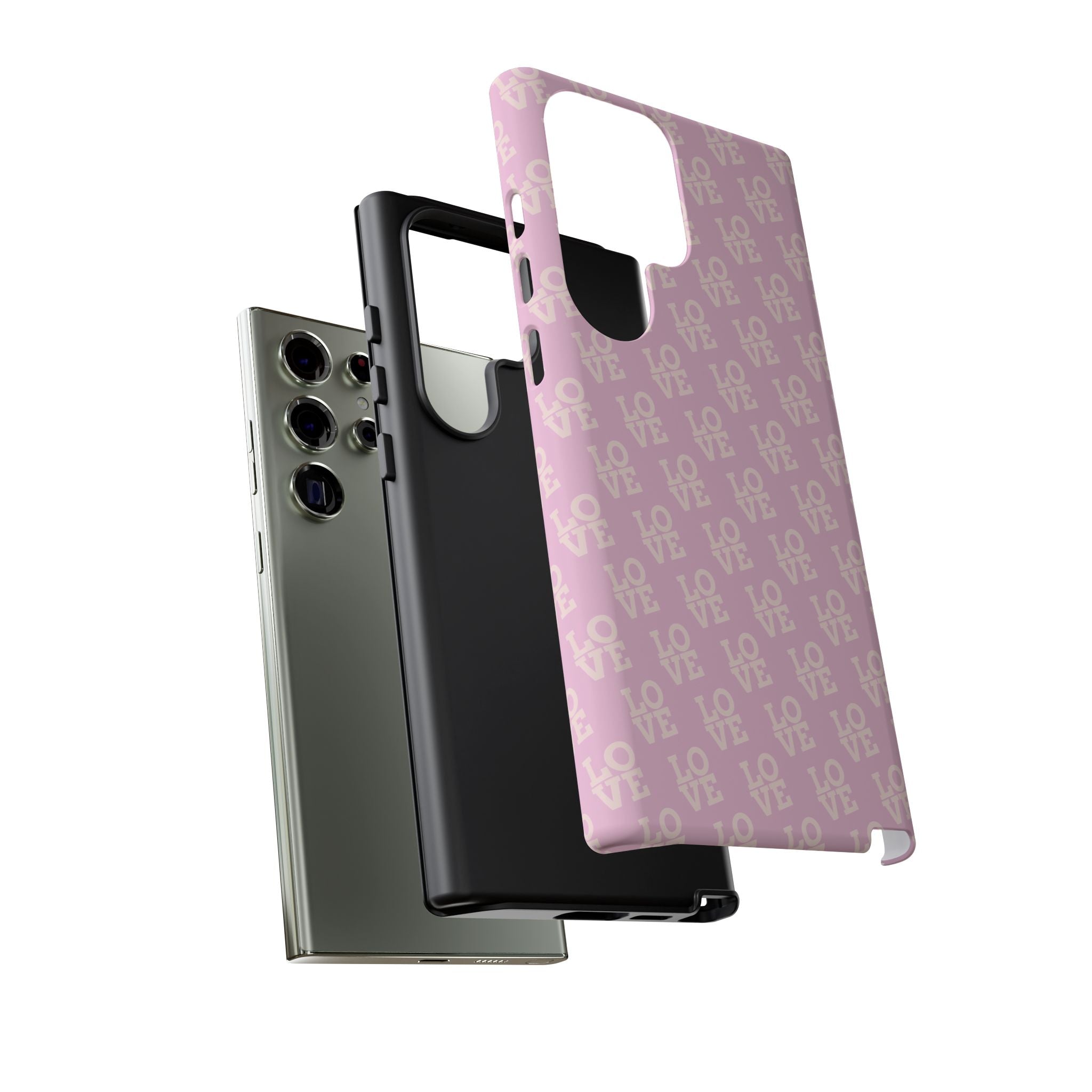 LOVE Pink Tough Phone Case for iPhone, Galaxy, or Google Pixel