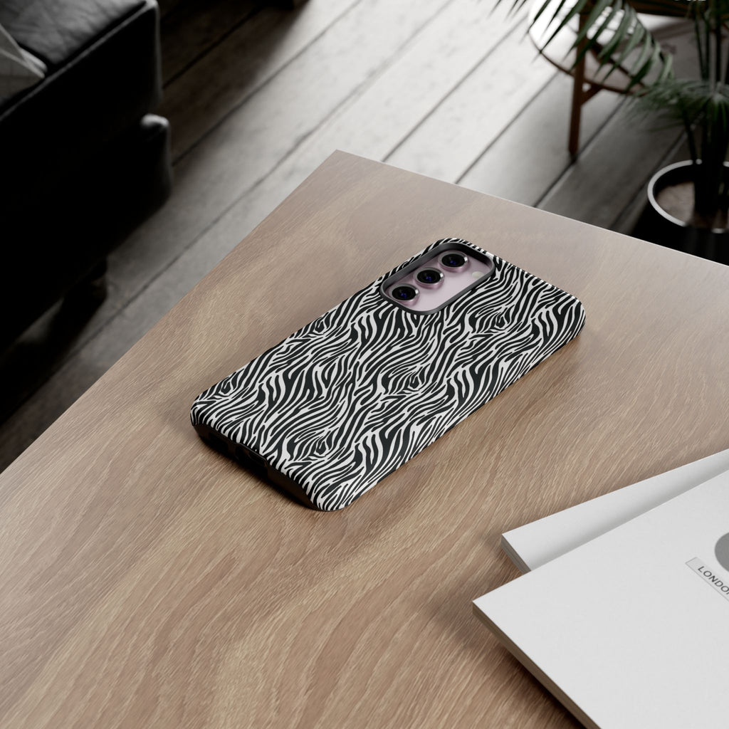 Black and White Zebra Print Tough Case iPhone, Galaxy and Google Pixel