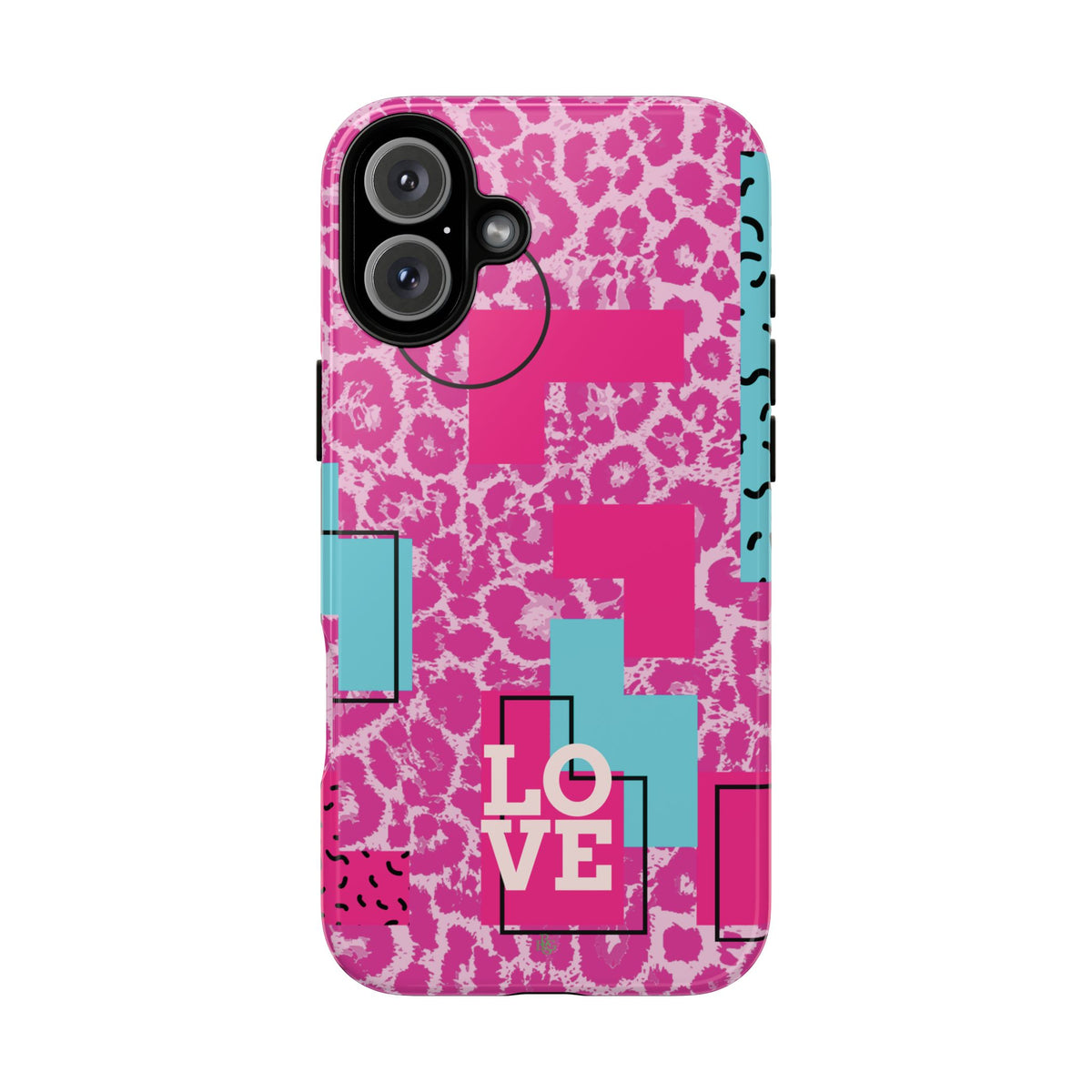 Retro Love Pink Leopard RG Tough Phone Case for iPhone, Galaxy, or Google Pixel