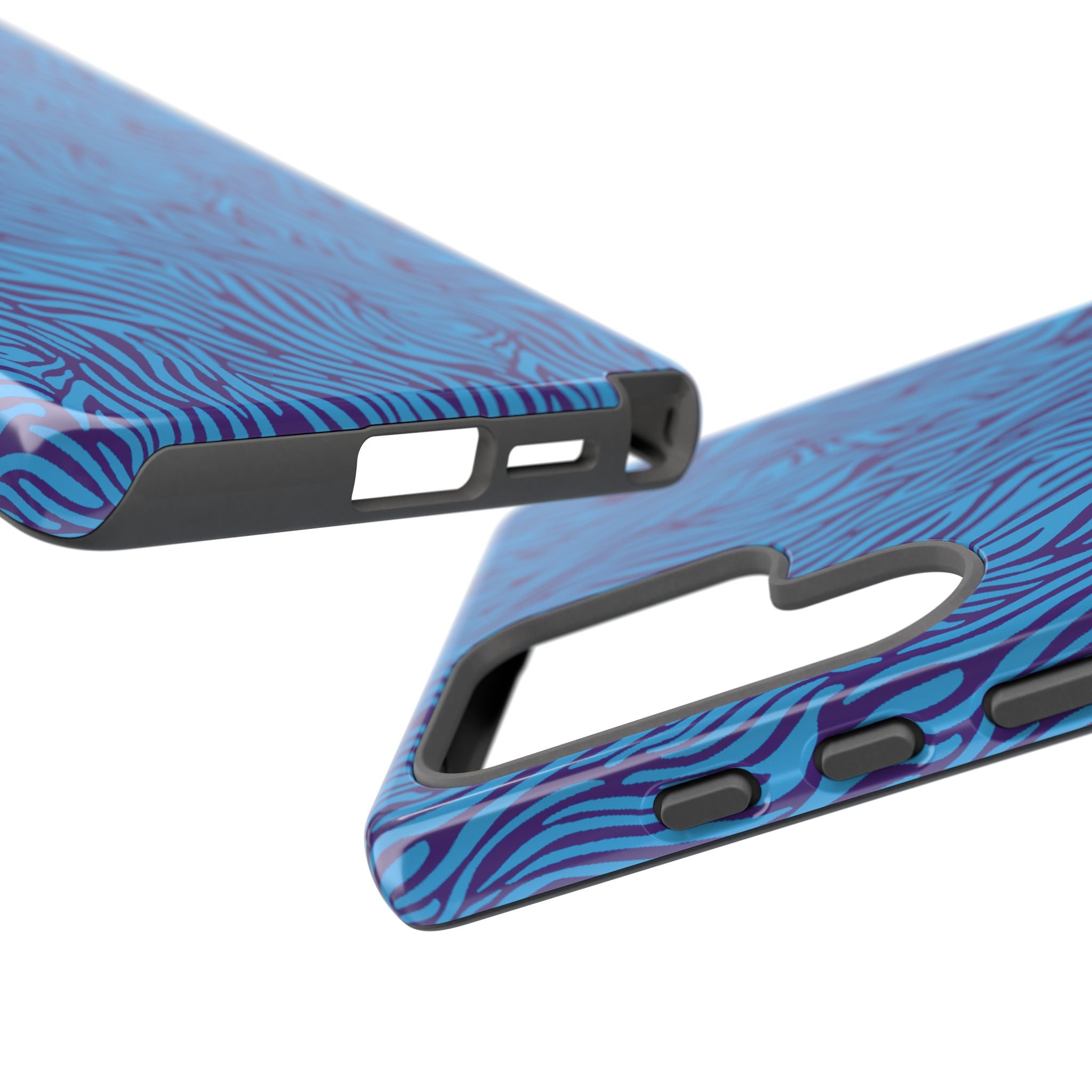 Zebra Print Blue and Purple Tough Case for iPhone, Galaxy or Google Pixel