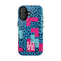 LOVE Blue Leopard 80s Vibe Tough Case for iPhone, Galaxy, or Google Pixel