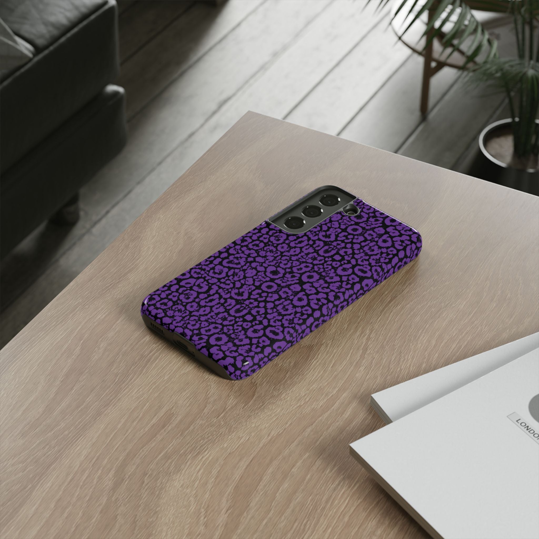 Purple Leopard Tough Case for iPhone, Galaxy or Google Pixel