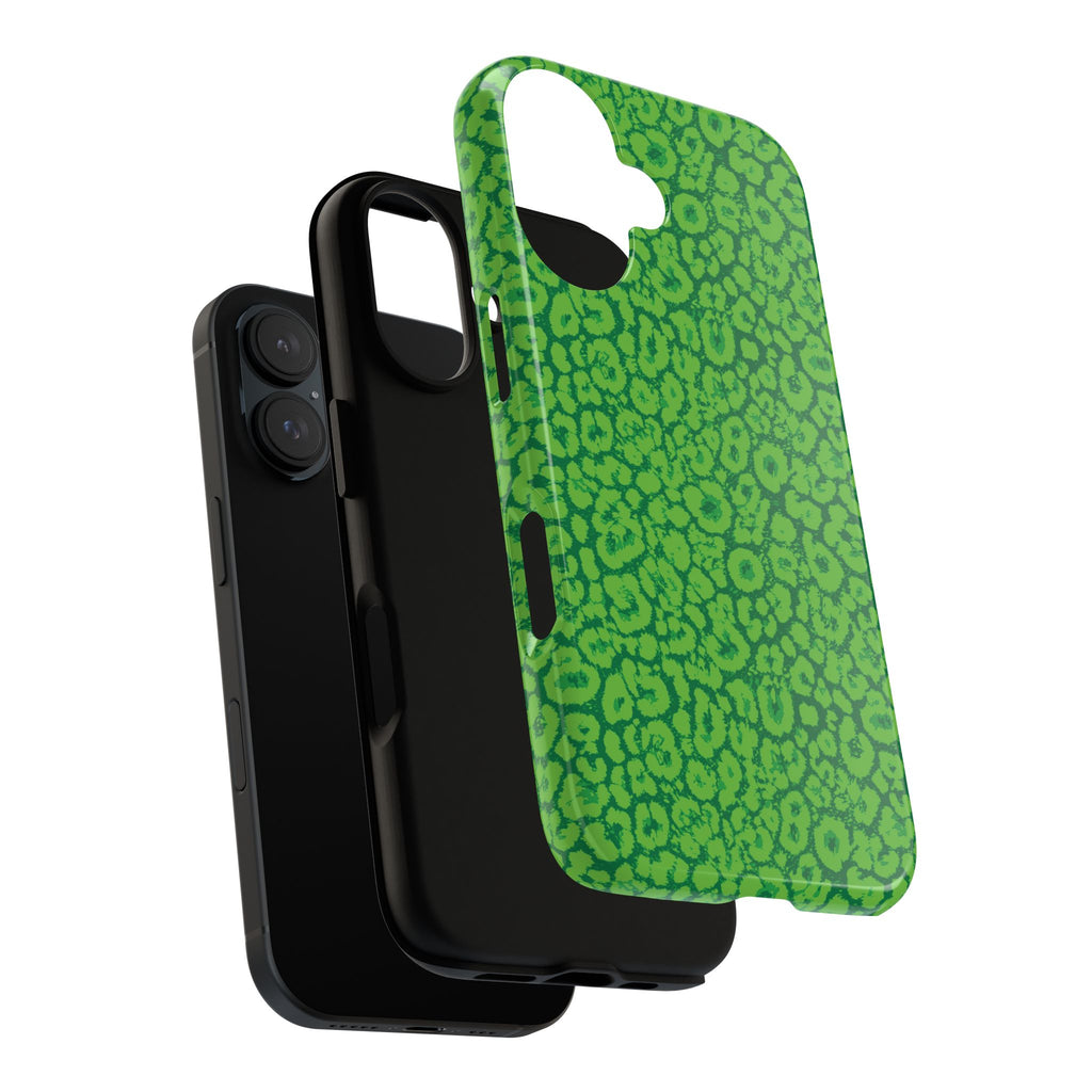 Neon Green Leopard Tough Phone Case for iPhone, Galaxy, or Google Pixel