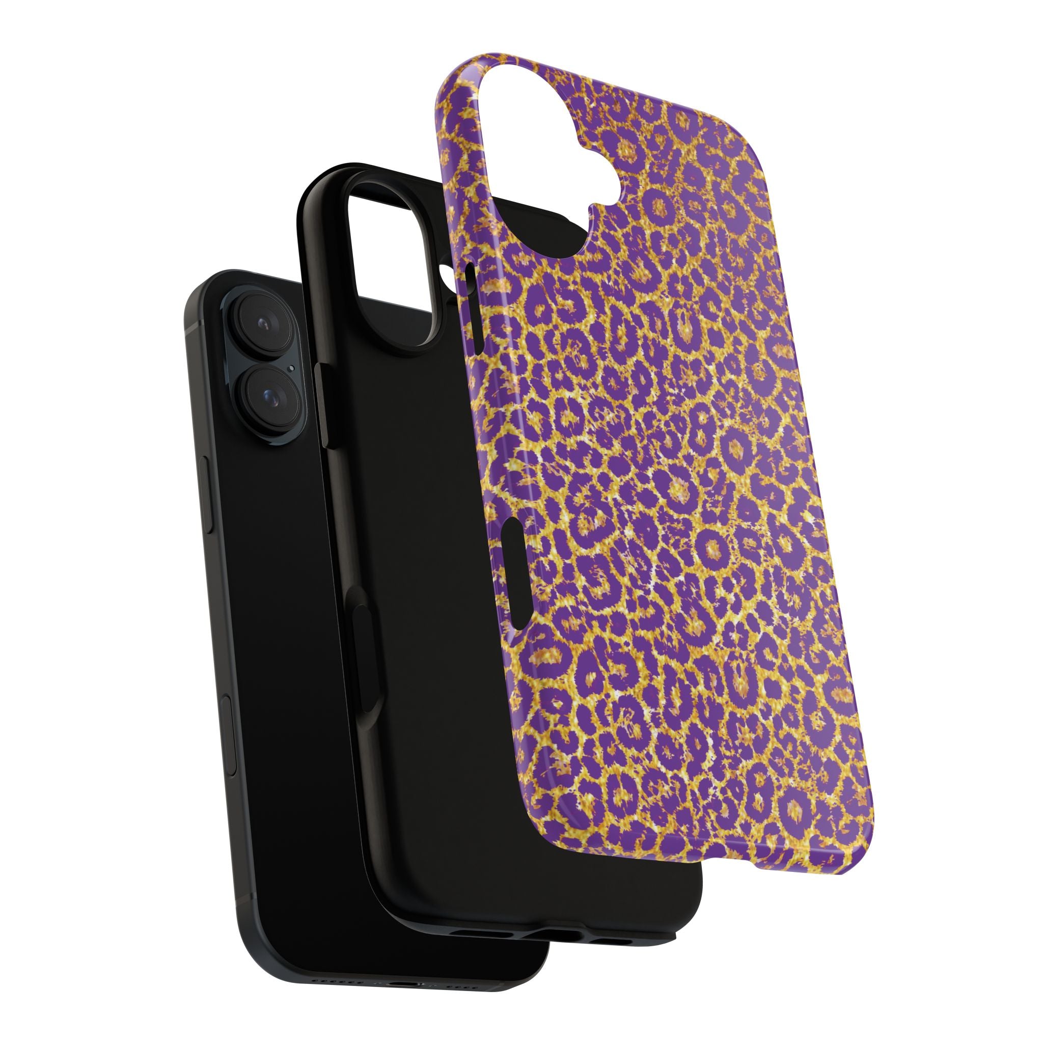 Purple Gold Leopard Tough Phone Case for iPhone, Galaxy, or Google Pixel