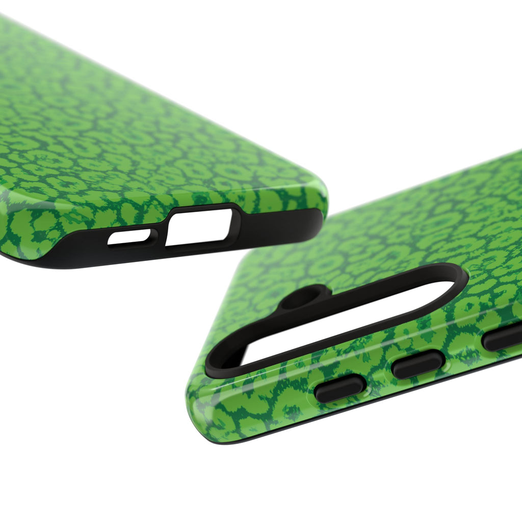 Neon Green Leopard Tough Phone Case for iPhone, Galaxy, or Google Pixel