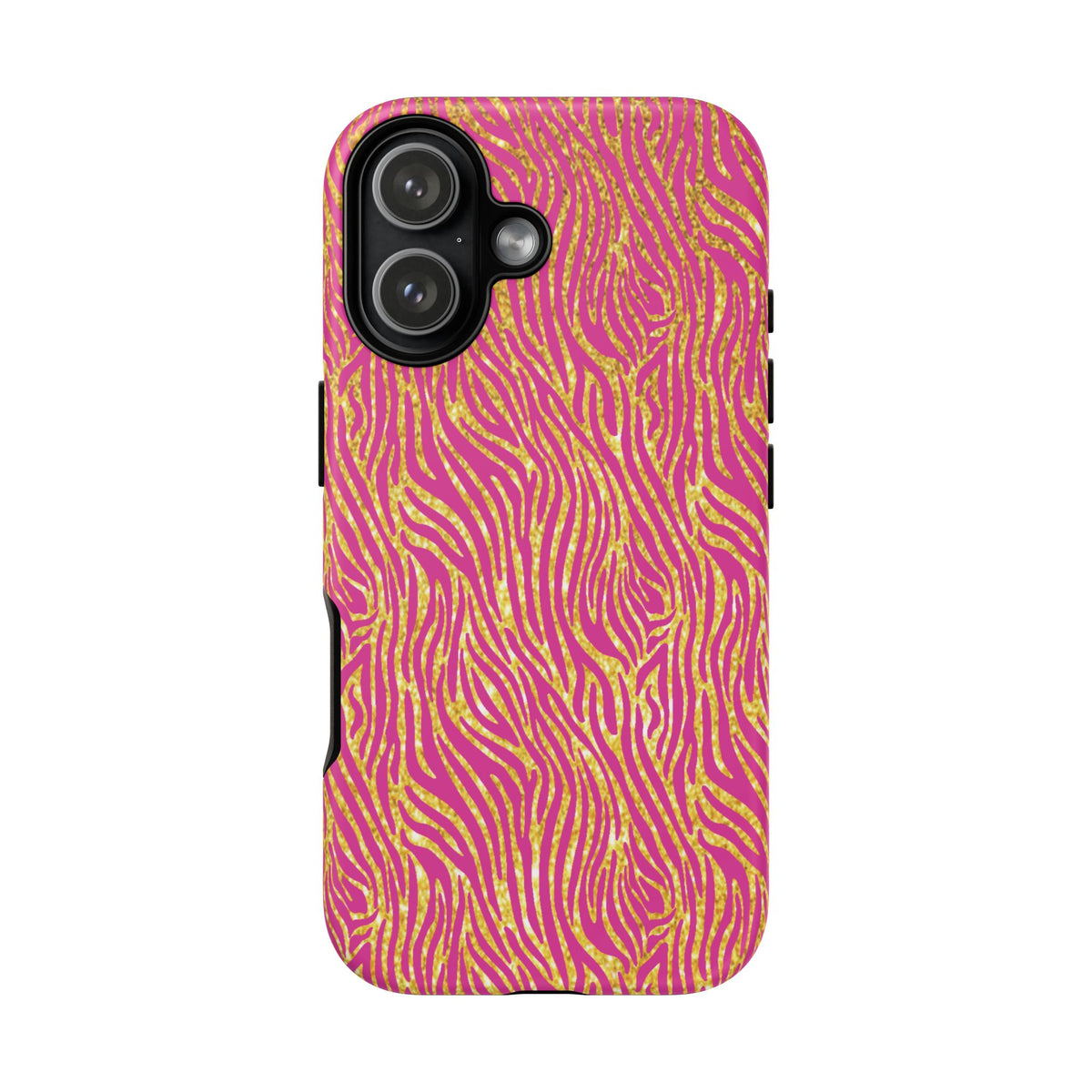 Pink Gold Zebra Print Tough Case for iPhone, Galaxy, or Google Pixel