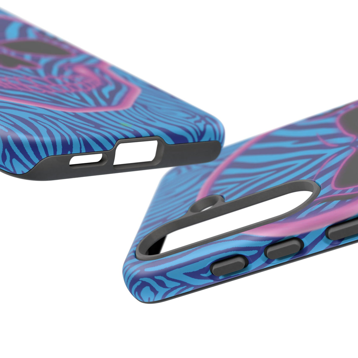 Neon Zebra Skull Tough Phone Case for iPhone, Galaxy, or Google Pixel