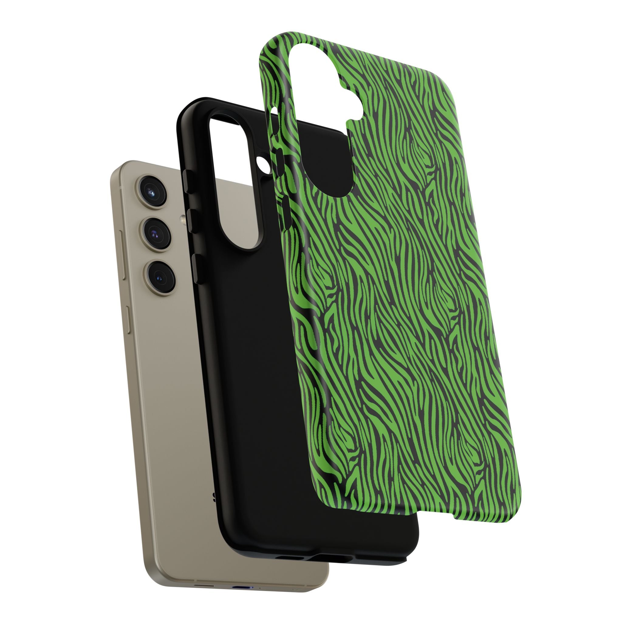 Neon Green Zebra Tough Phone Case iPhone, Galaxy, or Google Pixel