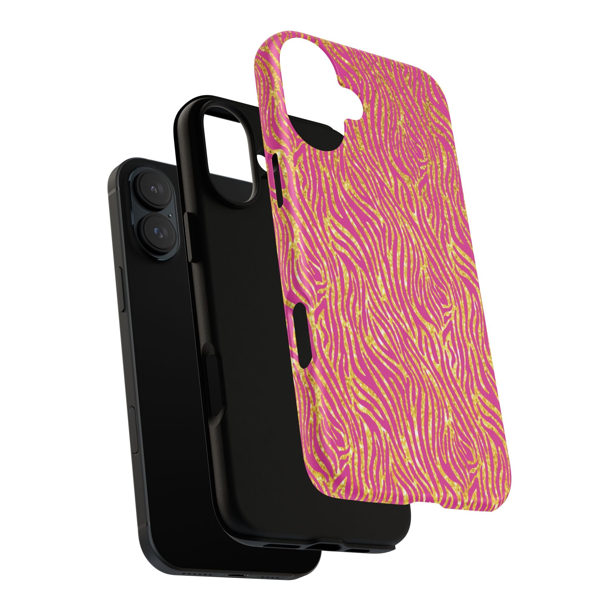 Pink Gold Zebra Print Tough Case for iPhone, Galaxy, or Google Pixel