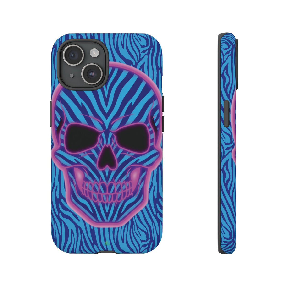 Neon Zebra Skull Tough Phone Case for iPhone, Galaxy, or Google Pixel