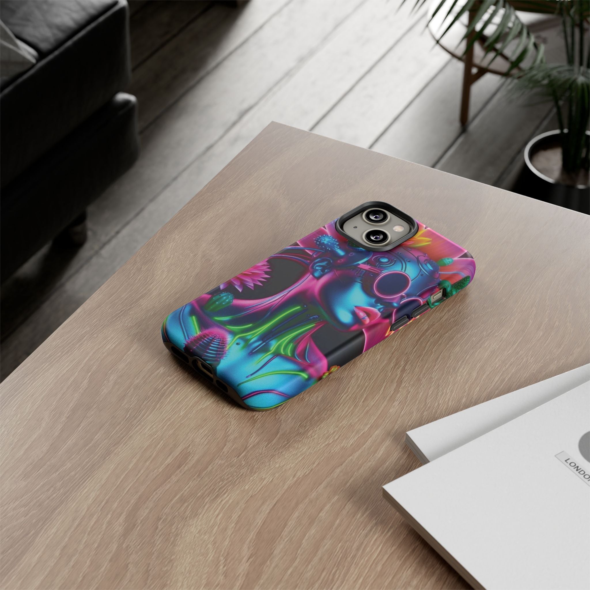 Neon Androgen Cactus Flower Tough Phone Case for iPhone, Galaxy, or Google Pixel