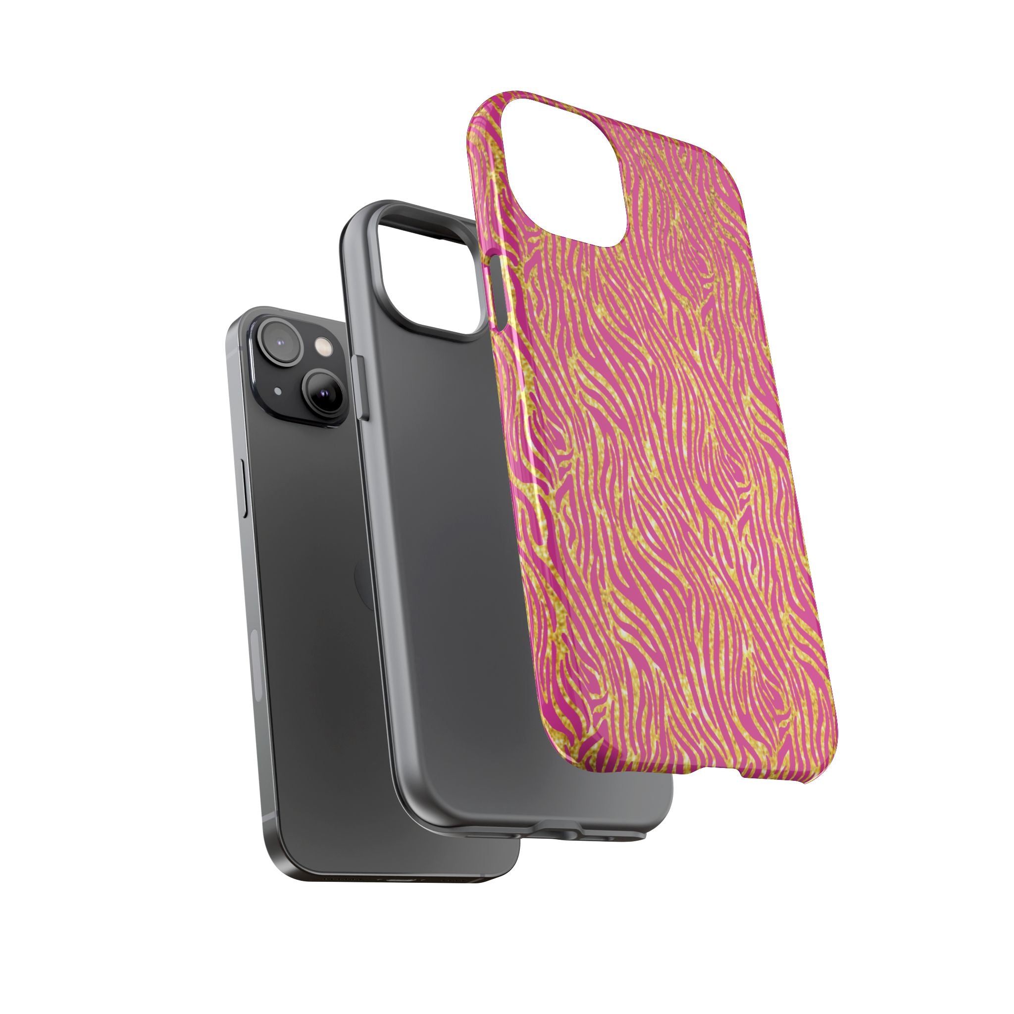 Pink Gold Zebra Print Tough Case for iPhone, Galaxy, or Google Pixel