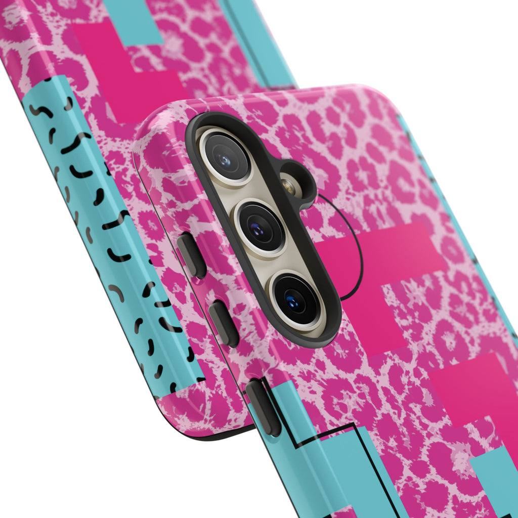 Retro Love Pink Leopard RG Tough Phone Case for iPhone, Galaxy, or Google Pixel