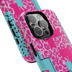 Retro Love Pink Leopard RG Tough Phone Case for iPhone, Galaxy, or Google Pixel