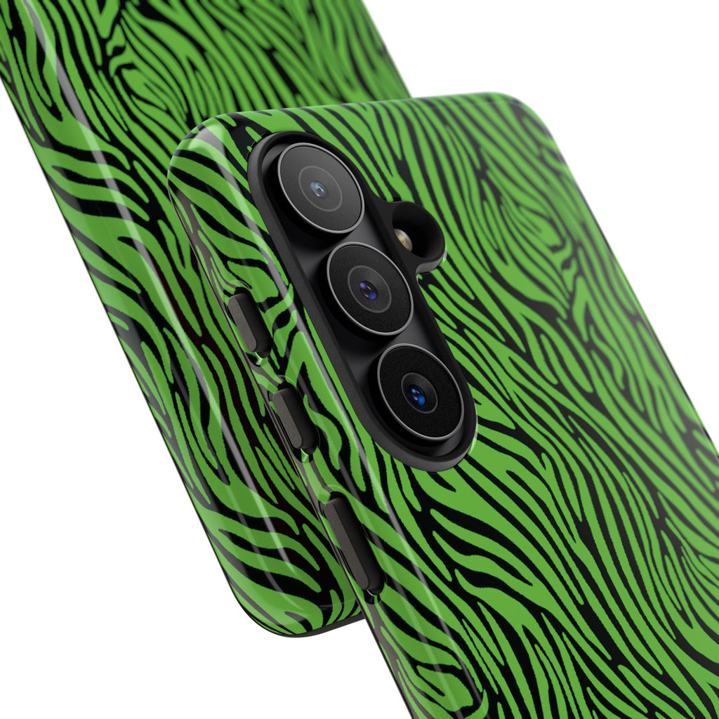 Neon Green Zebra Tough Phone Case iPhone, Galaxy, or Google Pixel