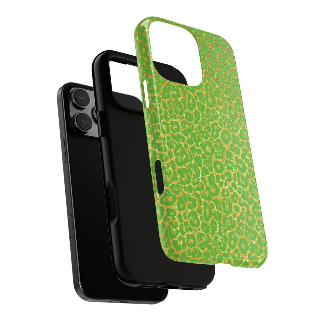 Neon Green Gold Leopard Tough Phone Case iPhone, Galaxy, or Google Pixel