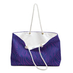 Purple Blue Zebra Eco Friendly Weekender Bag, Travel Tote, Beach Bag