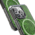 Neon Green Zebra Magnetic iPhone 14, 15, 16 Series Clear Impact Cases